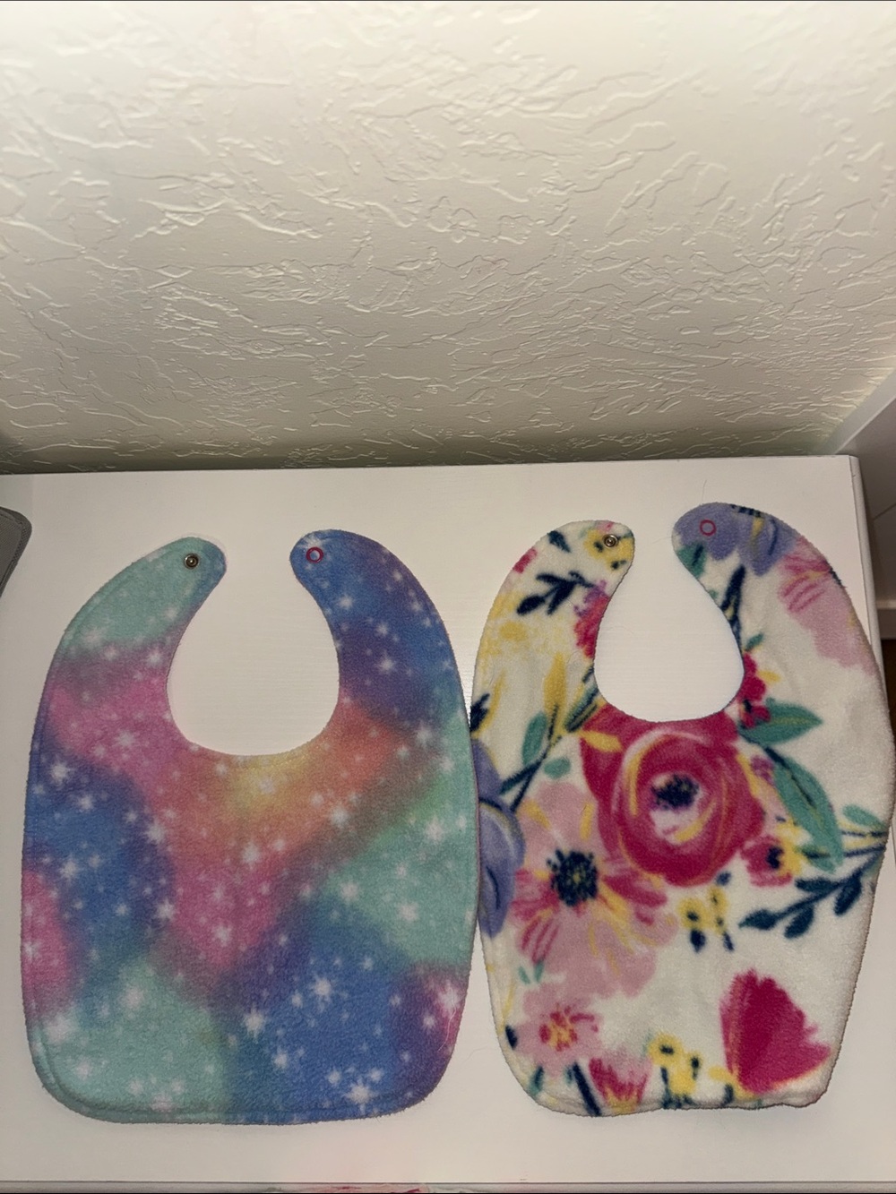Two Baby Bibs - Pastel Galaxy & Floral Prints